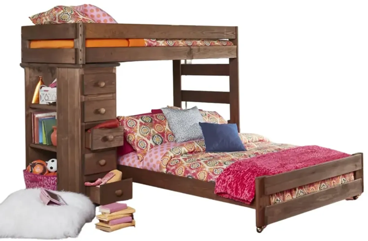 DIEGO CHESTNUT LOFT BED CHEST/BOOKCASE