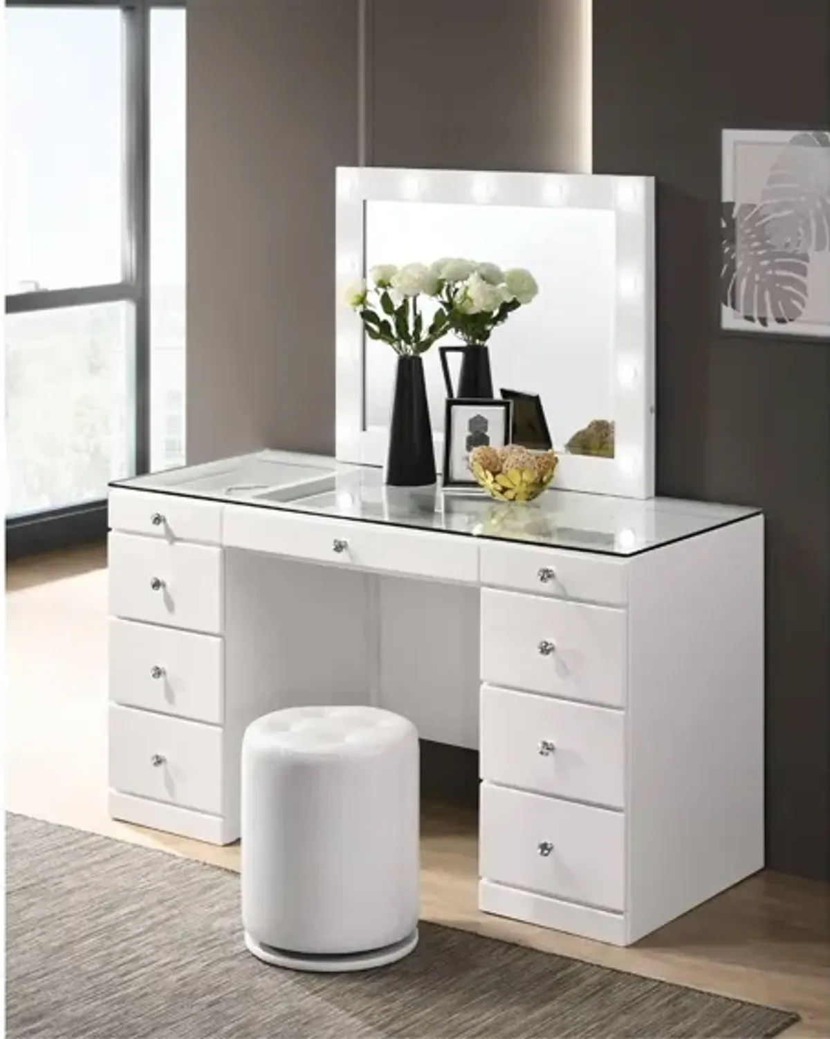 AVERY WHITE VANITY WITH LED MIRROR