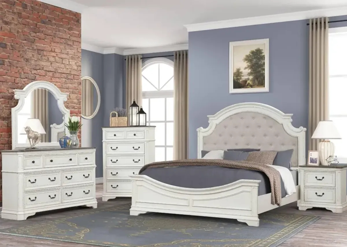 HAVEN WHITE QUEEN UPHOLSTERED BED