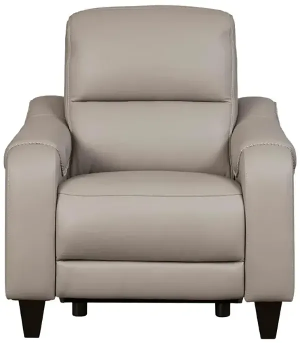 MERCOMATIC GRAY LEATHER 2P POWER RECLINER