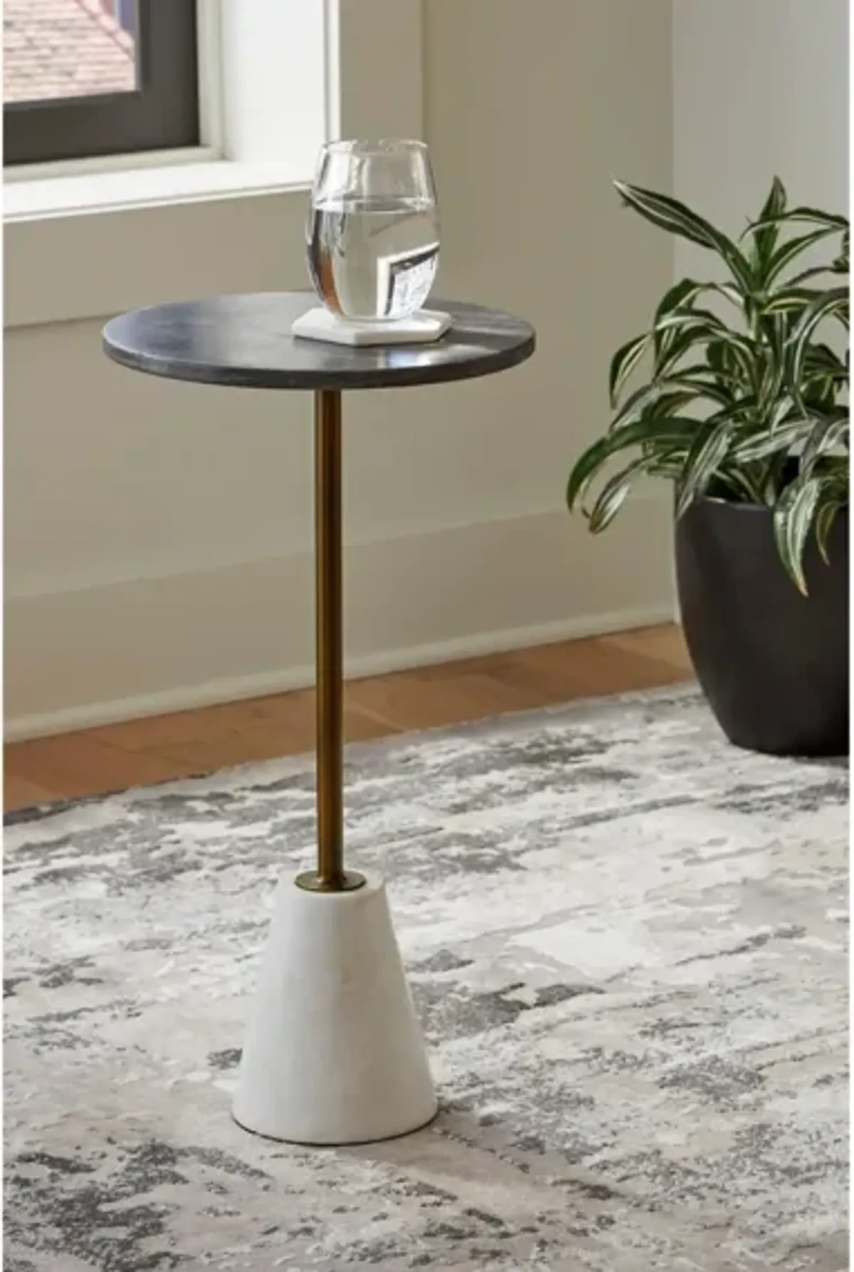 CARAMONT BLACK MARBLE TOP ACCENT TABLE