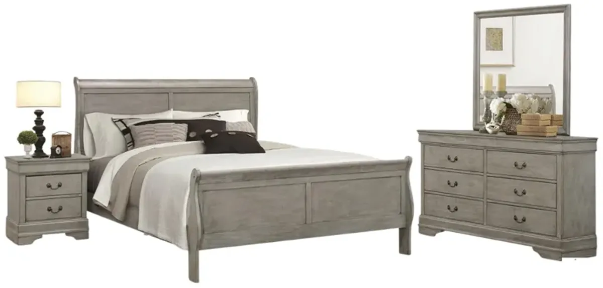 LOUIS PHILIP GREY KING BEDROOM SET