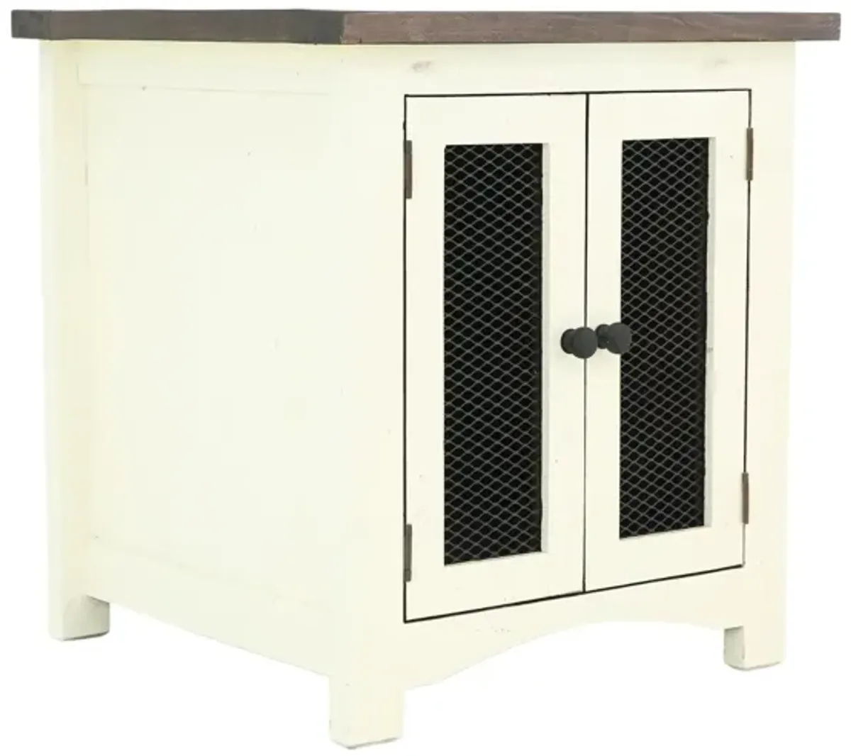 MESH WHITE/TOBACCO END TABLE