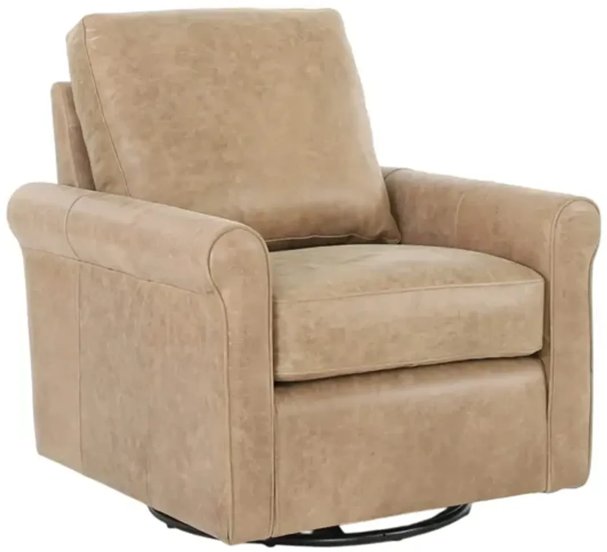 LUKE TAUPE LEATHER SWIVEL GLIDE CHAIR
