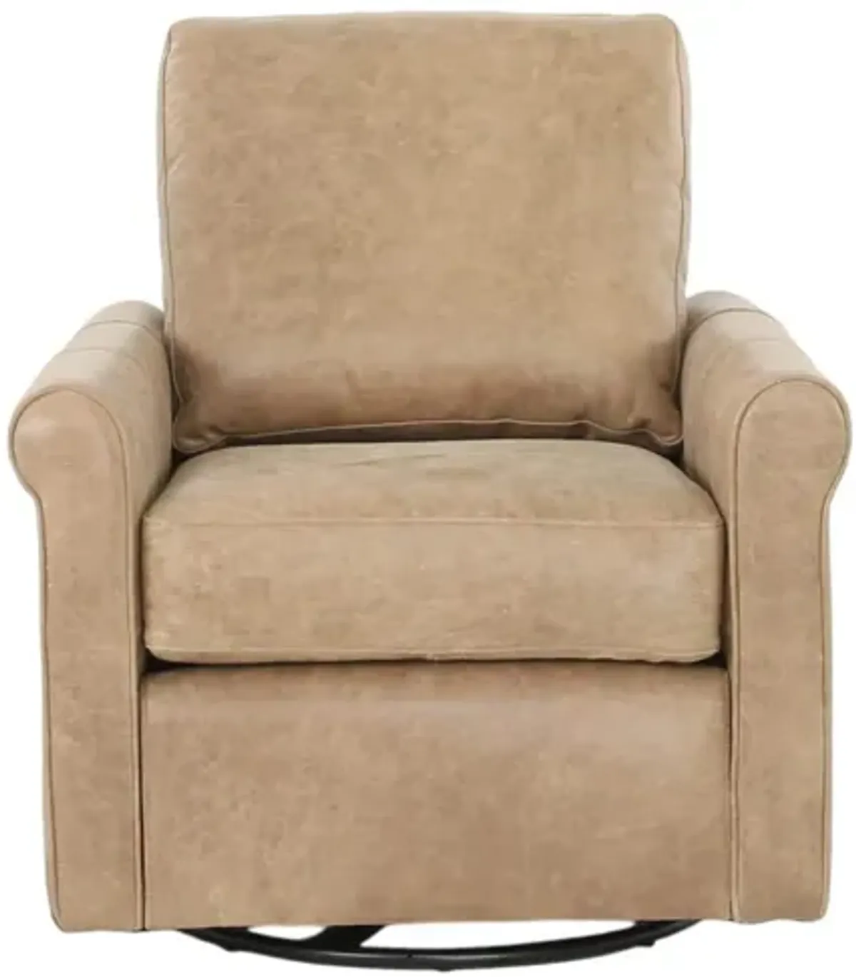 LUKE TAUPE LEATHER SWIVEL GLIDE CHAIR