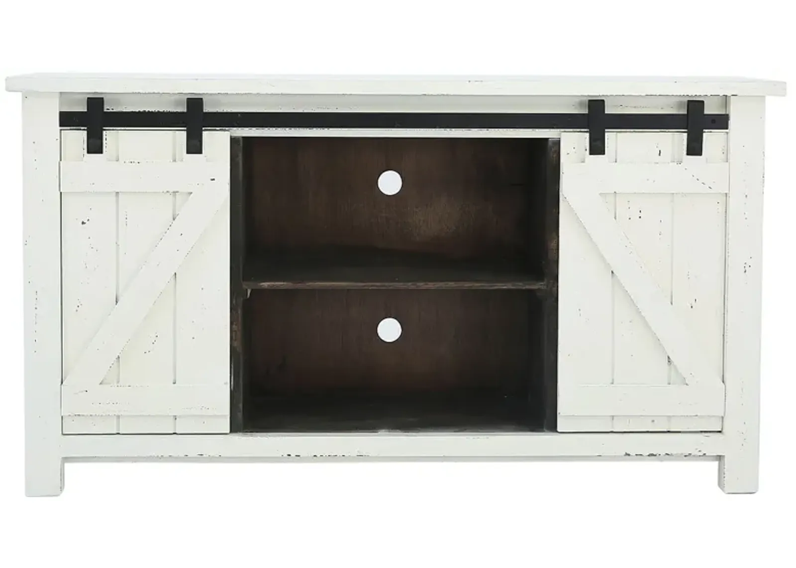 STERLING AGED WHITE BARN DOOR MEDIA CONSOLE