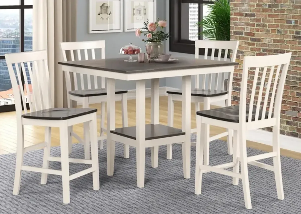 BRODY WHITE AND GREY 5 PIECE PUB DINETTE SET