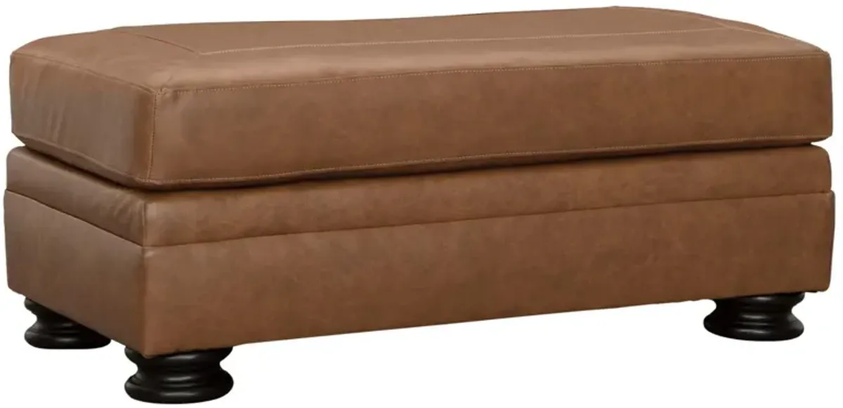 CARIANNA CARAMEL LEATHER OTTOMAN