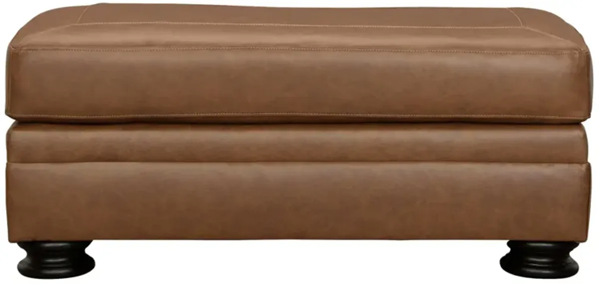 CARIANNA CARAMEL LEATHER OTTOMAN