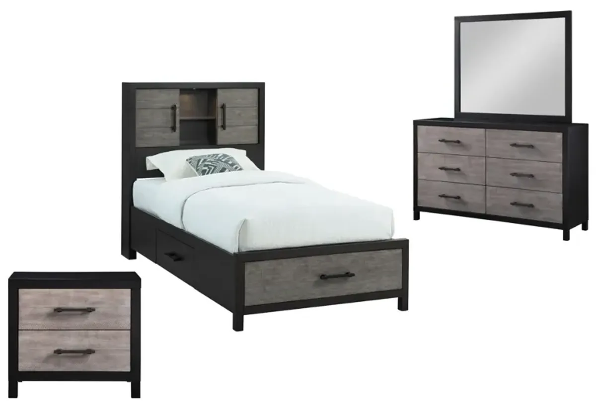 DAUGHTREY BLACK TWIN BOOKCASE BEDROOM
