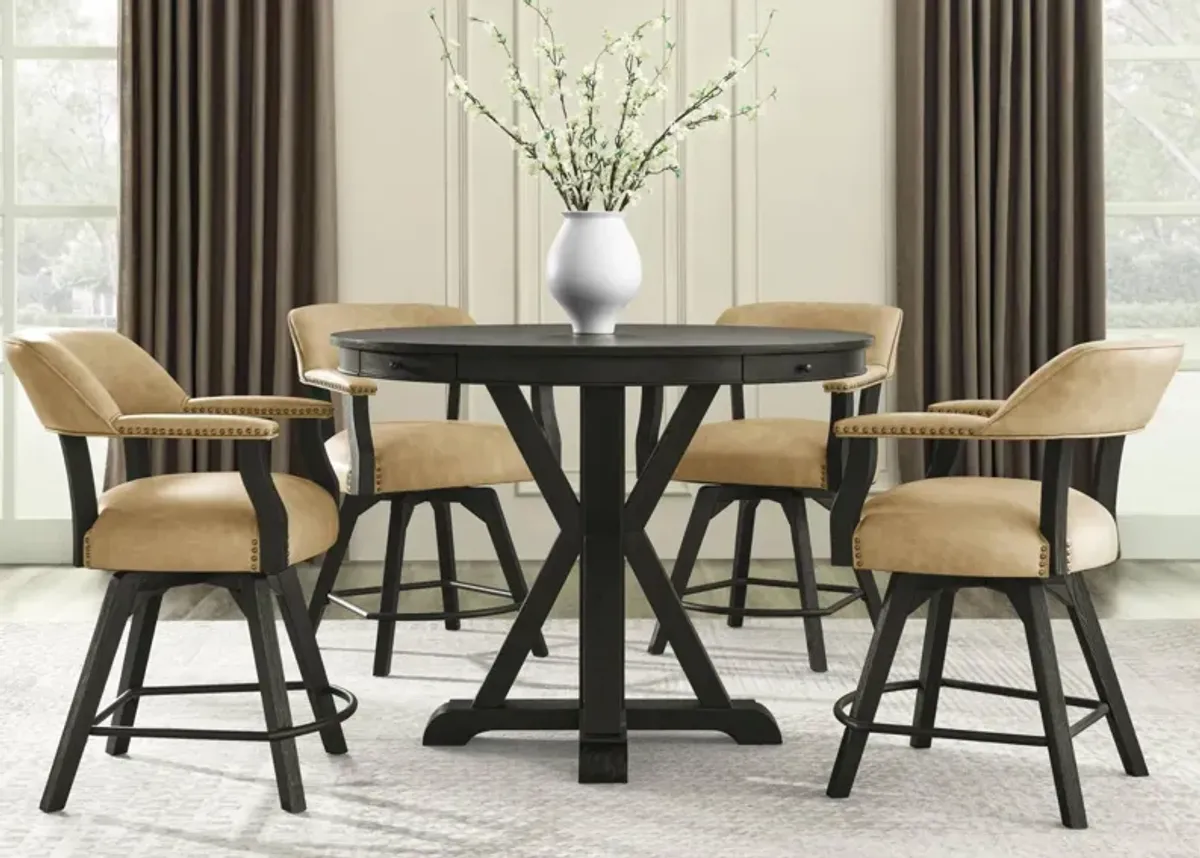 RYLIE BLACK 5 PIECE COUNTER DINING SET