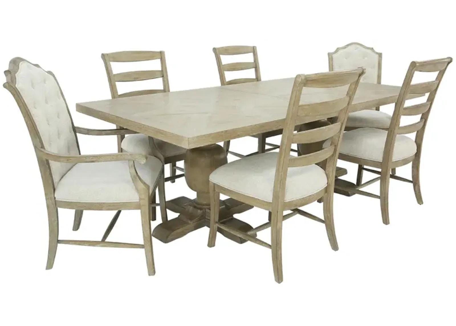 BERNHARDT RUSTIC PATINA SAND 7 PIECE DINING SET