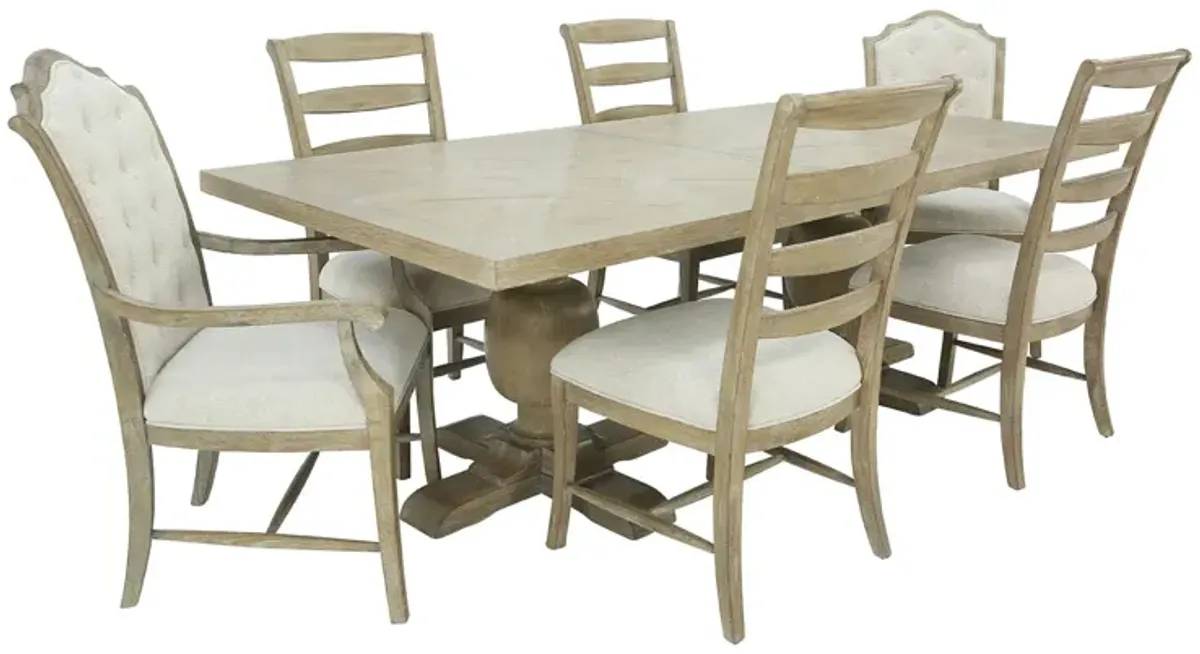 BERNHARDT RUSTIC PATINA SAND 7 PIECE DINING SET