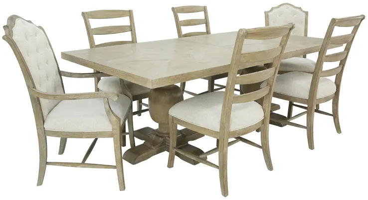 BERNHARDT RUSTIC PATINA SAND 7 PIECE DINING SET