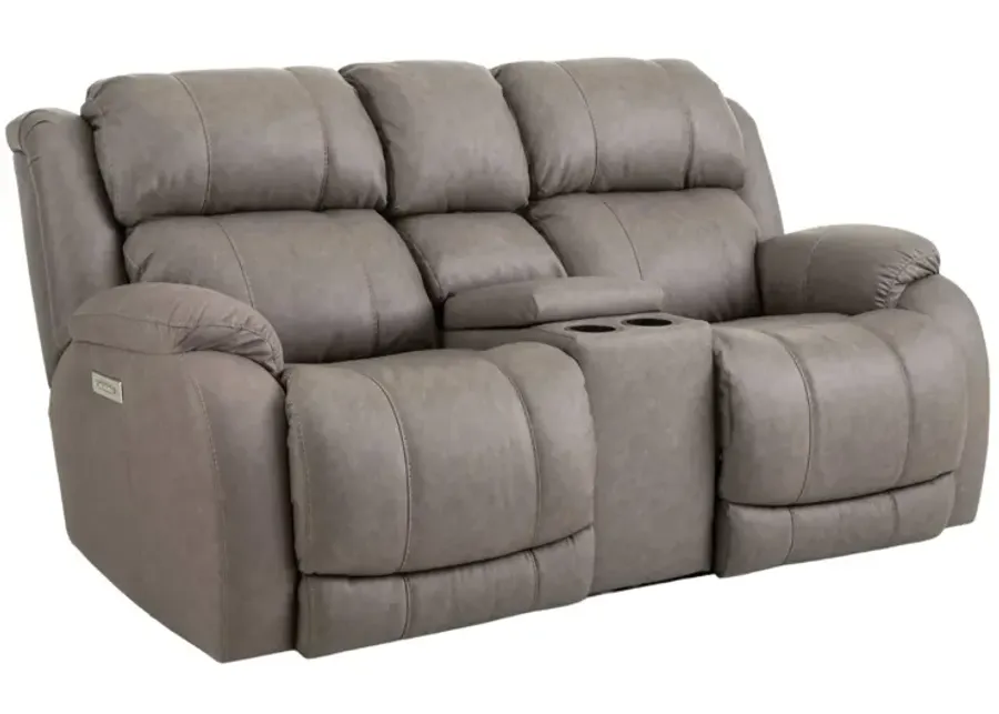 STELLAR GREY 3P POWER LOVESEAT WITH CONSOLE