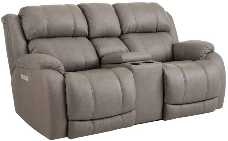 STELLAR GREY 3P POWER LOVESEAT WITH CONSOLE