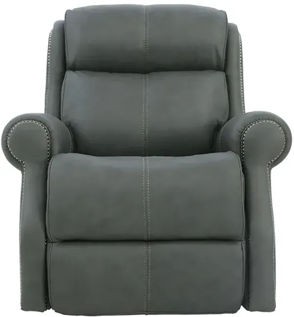 MCGWIRE GRAY LEATHER POWER RECLINER