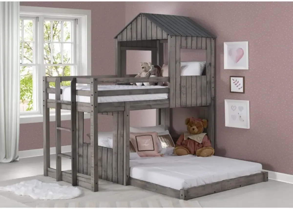 CABIN FEVER RUSTIC DIRTY GREY TWIN/FULL BUNKBED