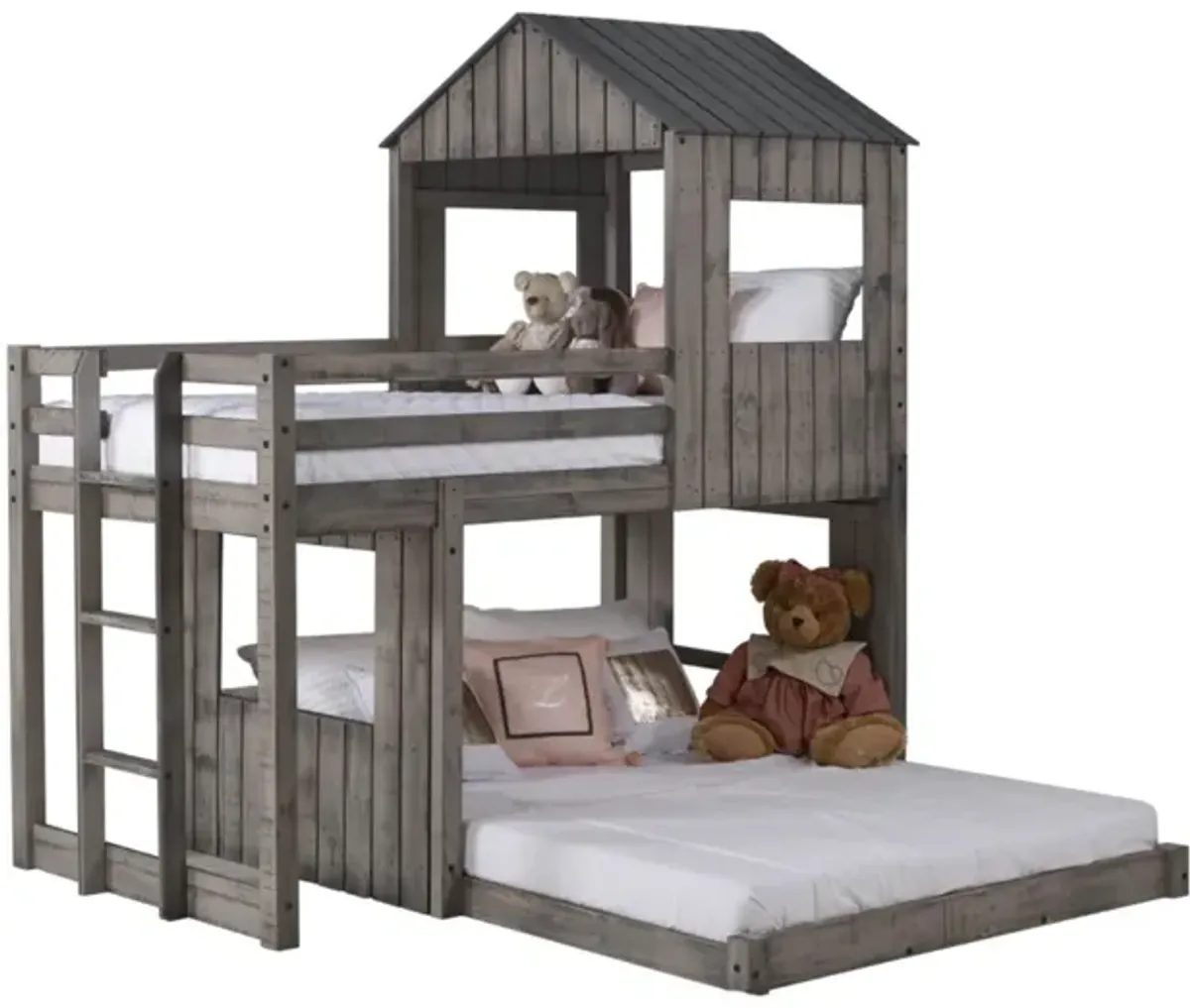 CABIN FEVER RUSTIC DIRTY GREY TWIN/FULL BUNKBED