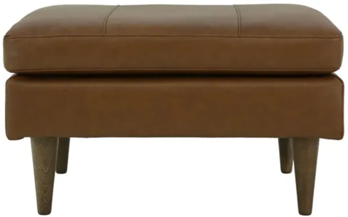 TRAFTON RUST LEATHER OTTOMAN