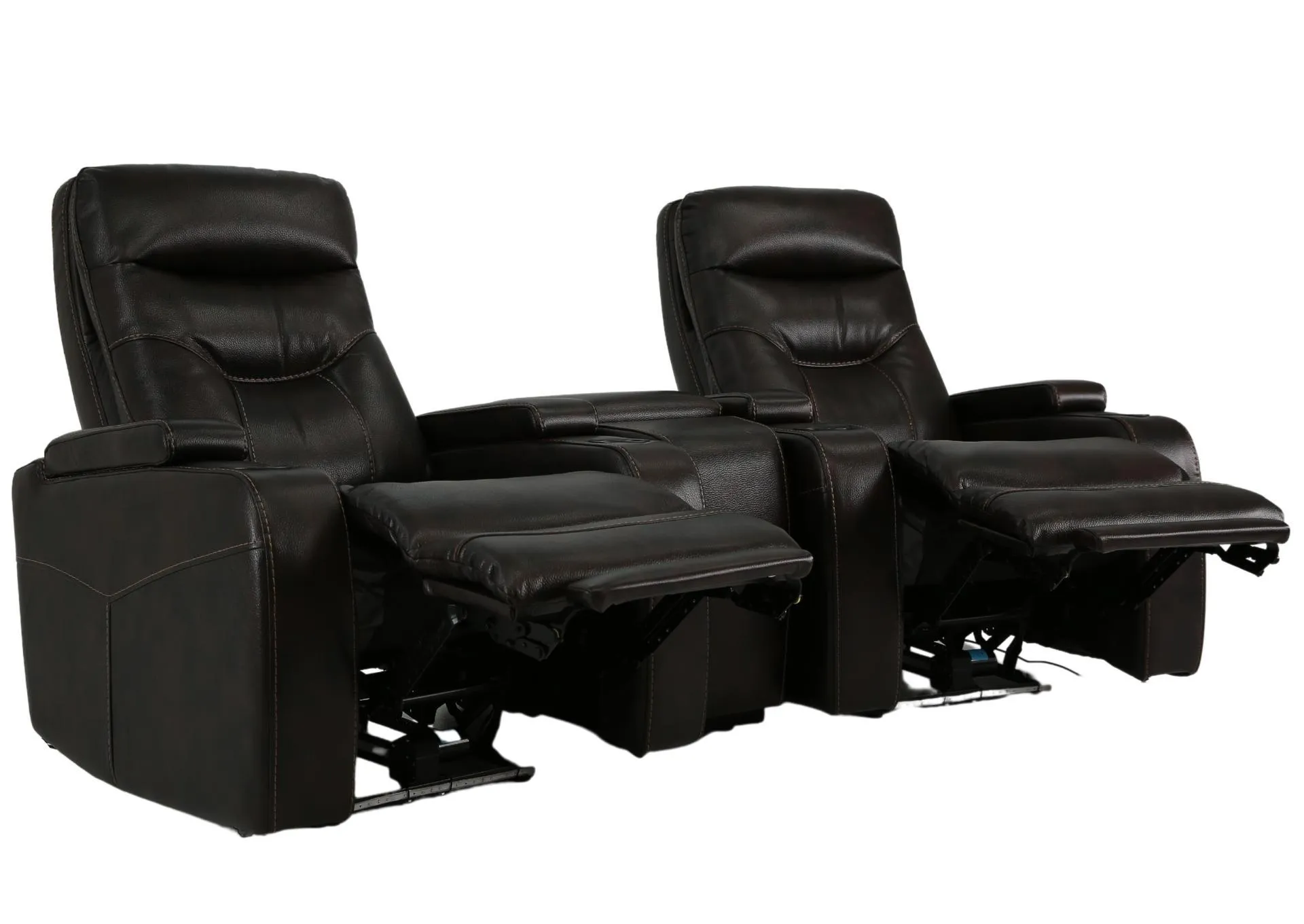 BOLTON WALNUT 2P POWER 3 PIECE THEATER SEATING WITH LIGHT