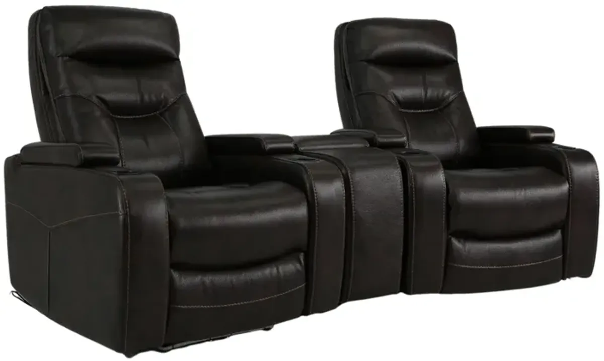 BOLTON WALNUT 2P POWER 3 PIECE THEATER SEATING WITH LIGHT
