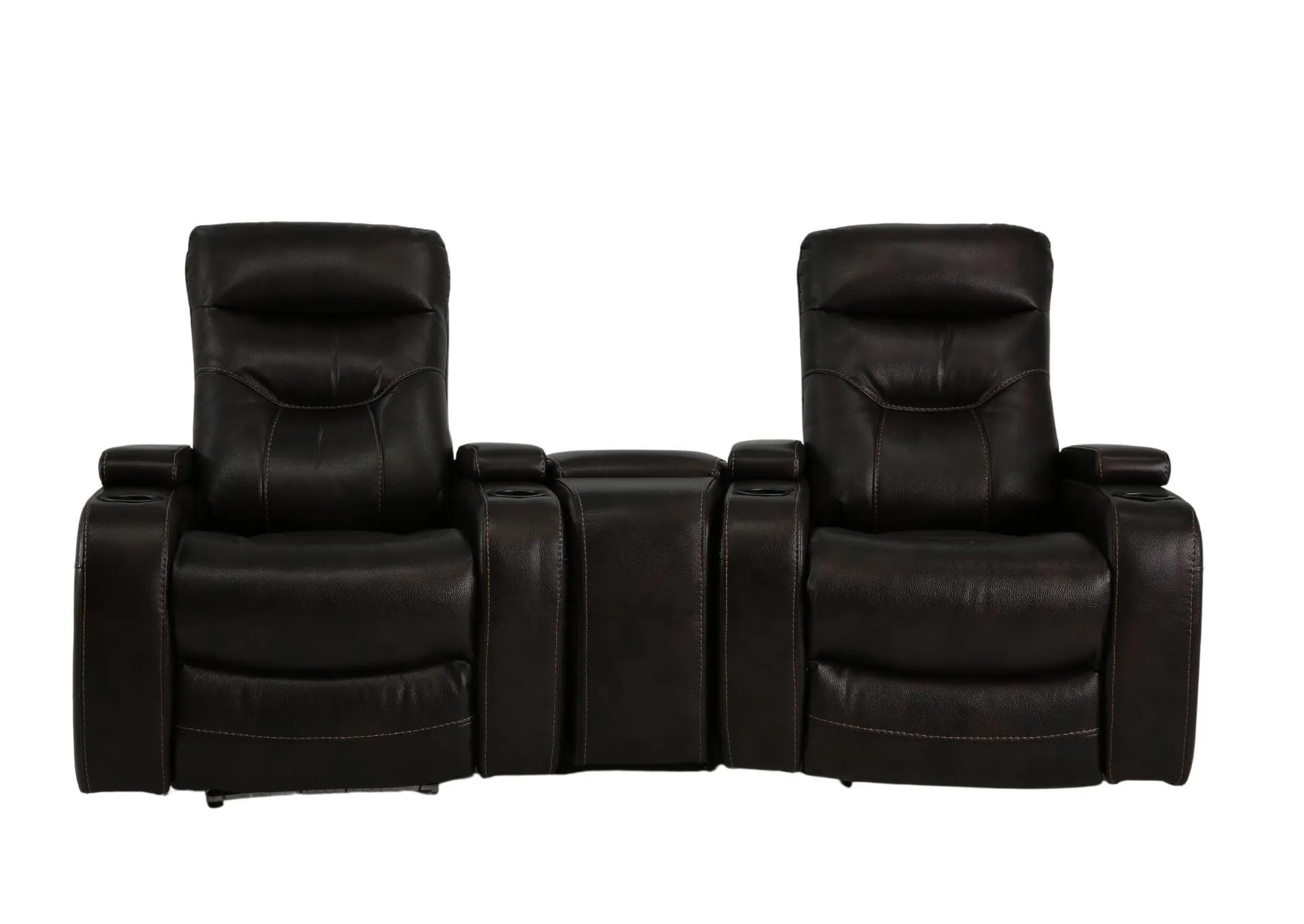 BOLTON WALNUT 2P POWER 3 PIECE THEATER SEATING WITH LIGHT