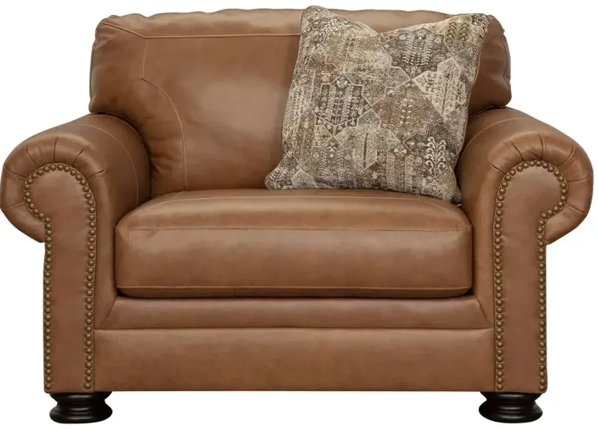 CARIANNA CARAMEL LEATHER OVERSIZED CHAIR