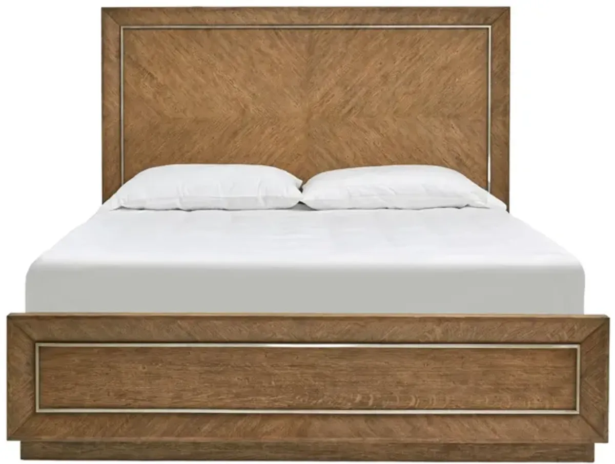 AMHERST LIGHT OAK QUEEN PANEL BED