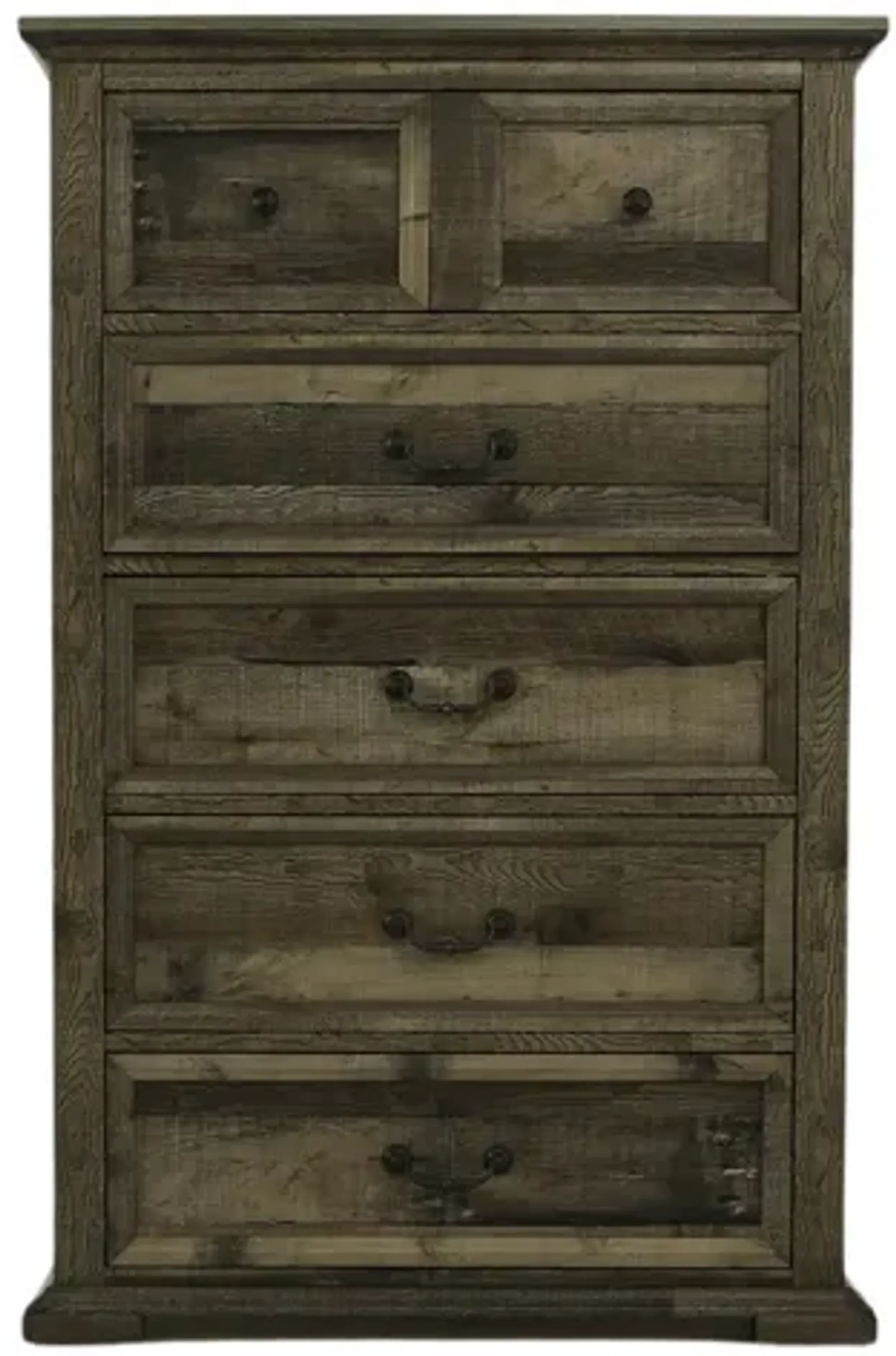 MOSSBERG RUSTIC GREY 5 DRAWER CHEST