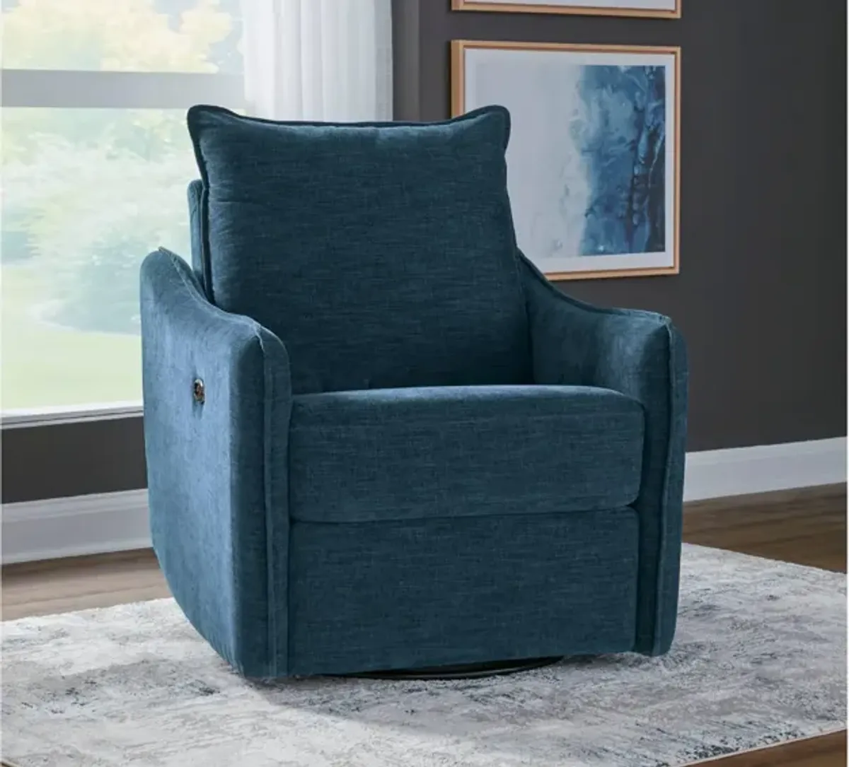 MCBURG NAVY SWIVEL POWER RECLINER