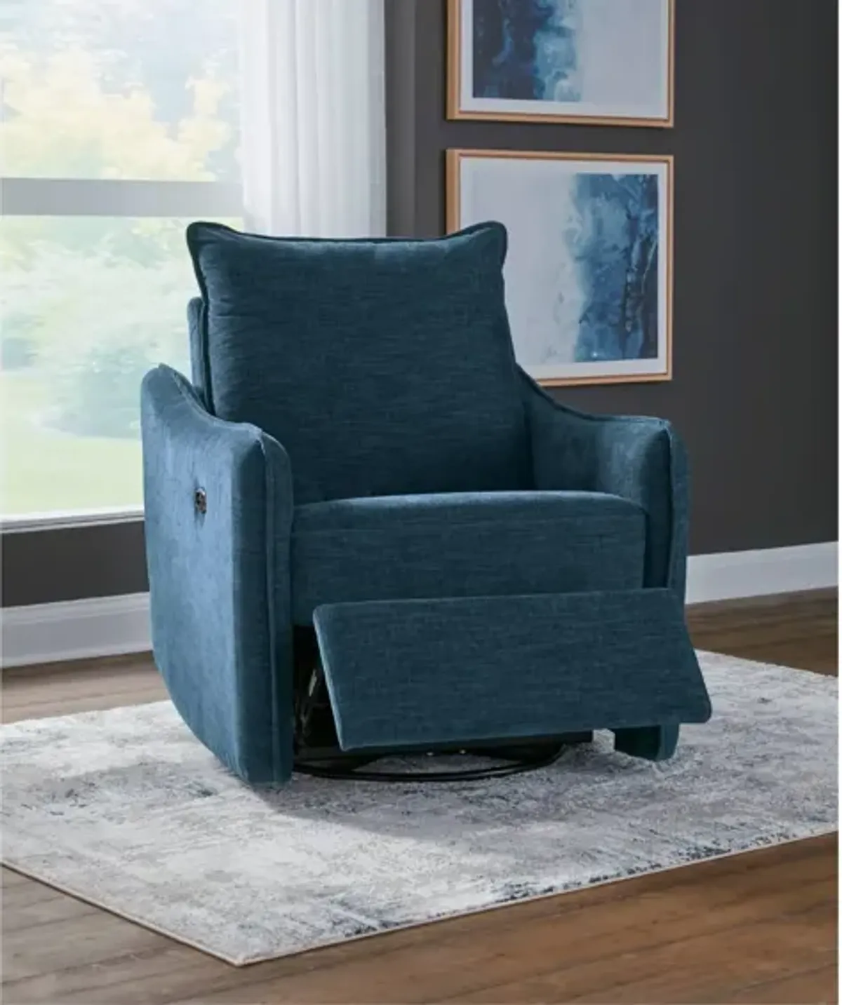 MCBURG NAVY SWIVEL POWER RECLINER