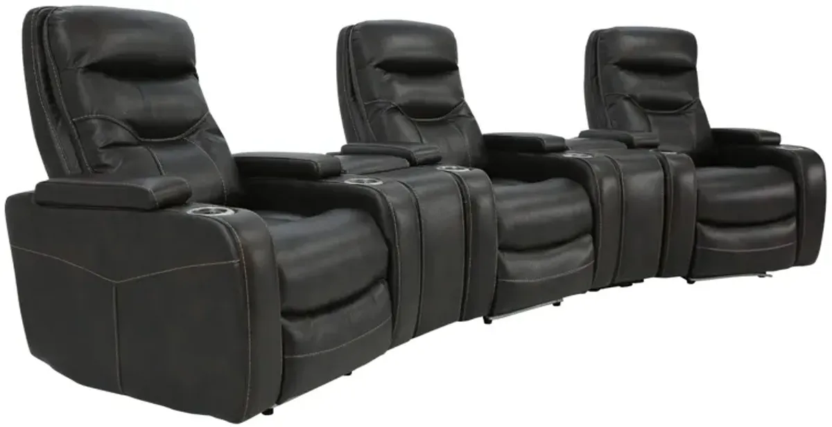 BOLTON 5 PIECE WALNUT 2P POWER THEATER SEATING WITH LIGHT