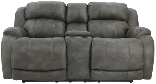 MAXWELL GREY RECLINING LOVESEAT WITH CONSOLE