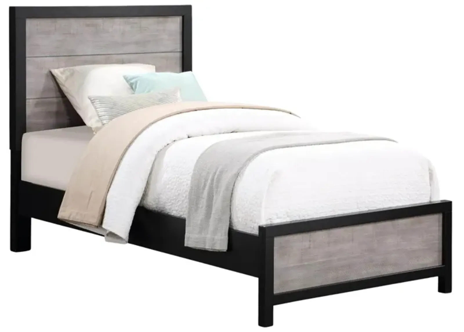 DAUGHTREY BLACK TWIN PANEL BED