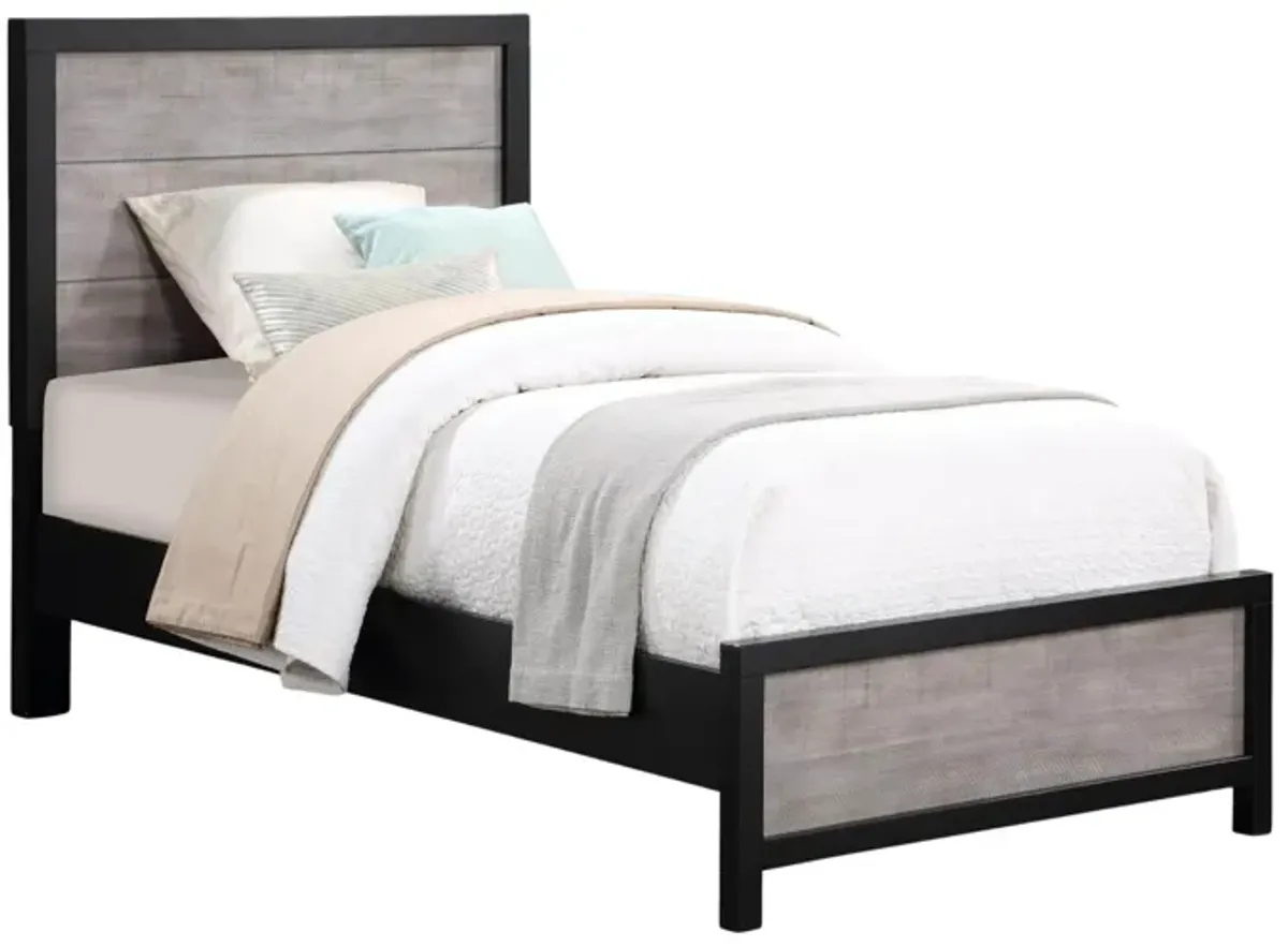 DAUGHTREY BLACK TWIN PANEL BED