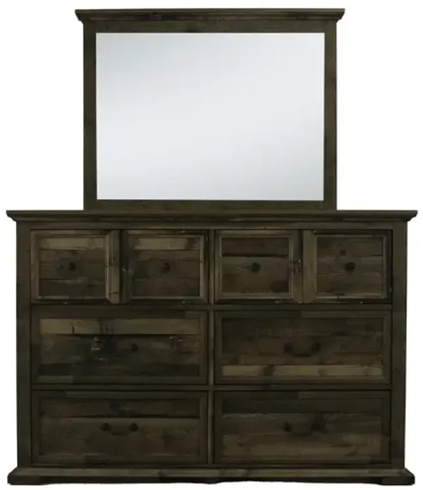MOSSBERG RUSTIC GREY DRESSER AND MIRROR