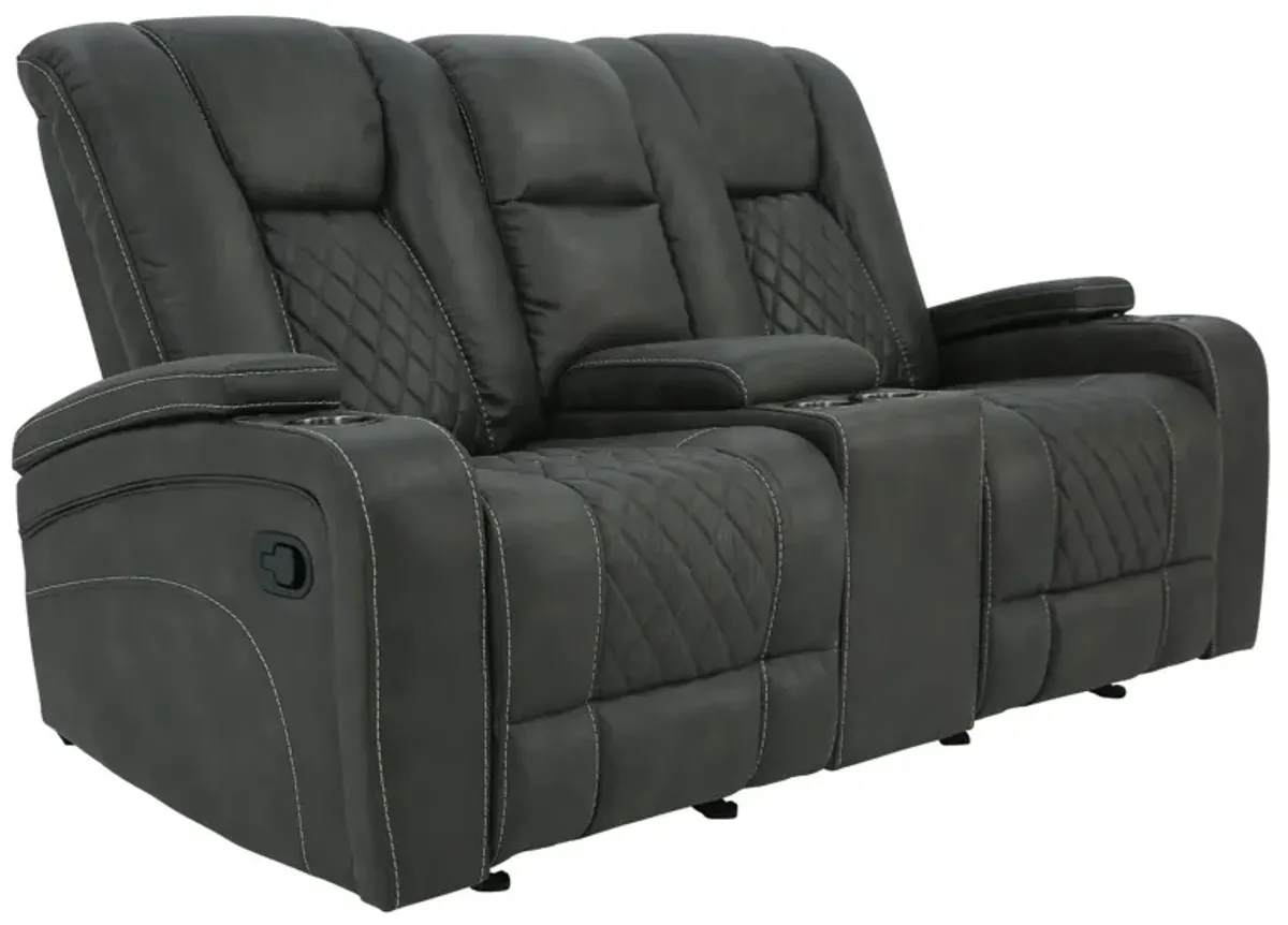 ABILENE GRANITE RECLINING GLIDING LOVESEAT WITH CONSOLE