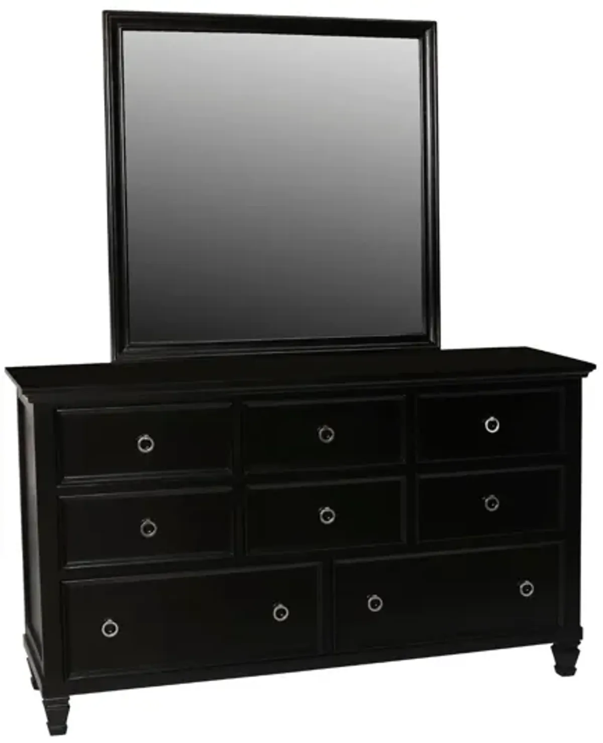 TAMARACK BLACK DRESSER AND MIRROR