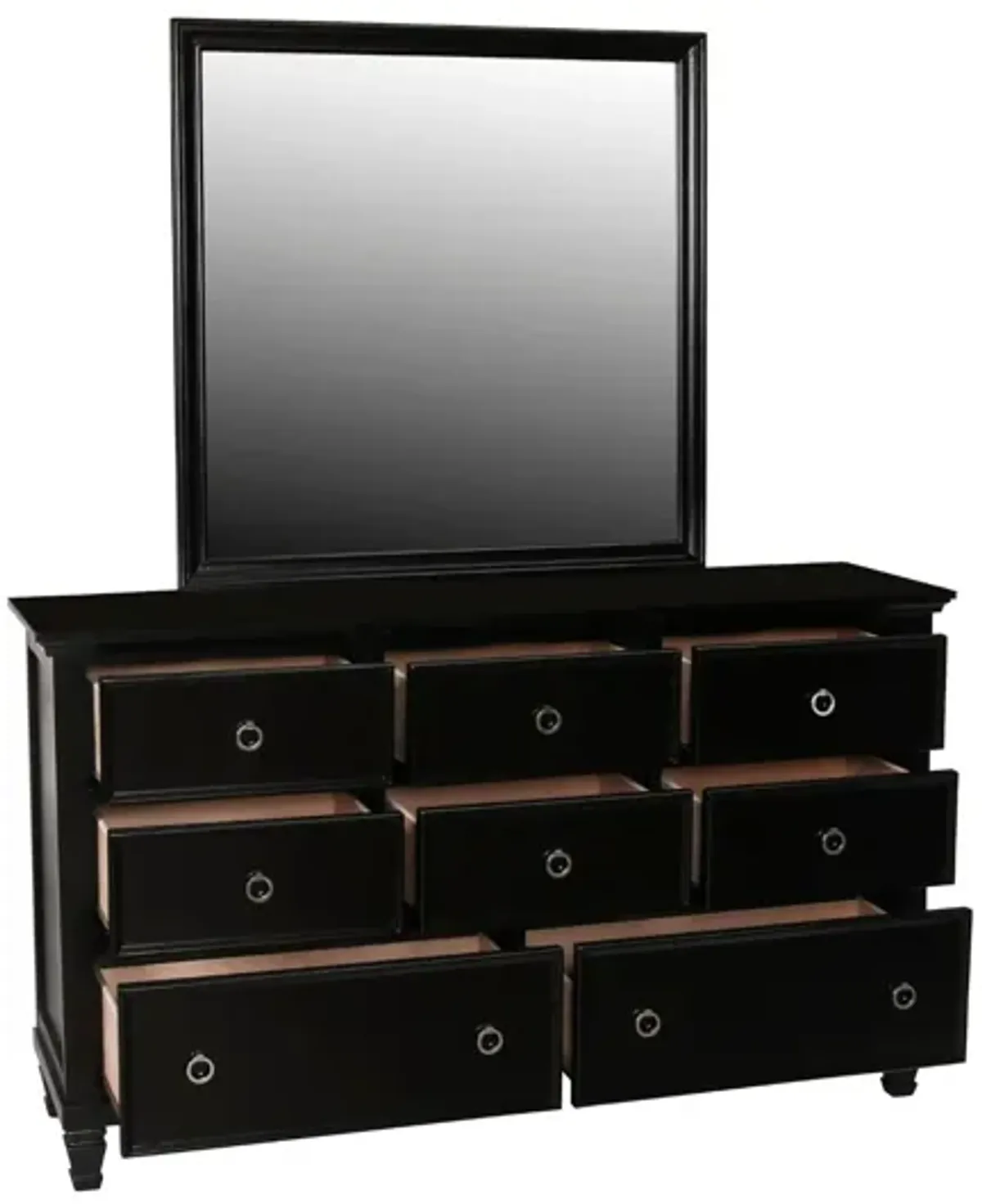 TAMARACK BLACK DRESSER AND MIRROR