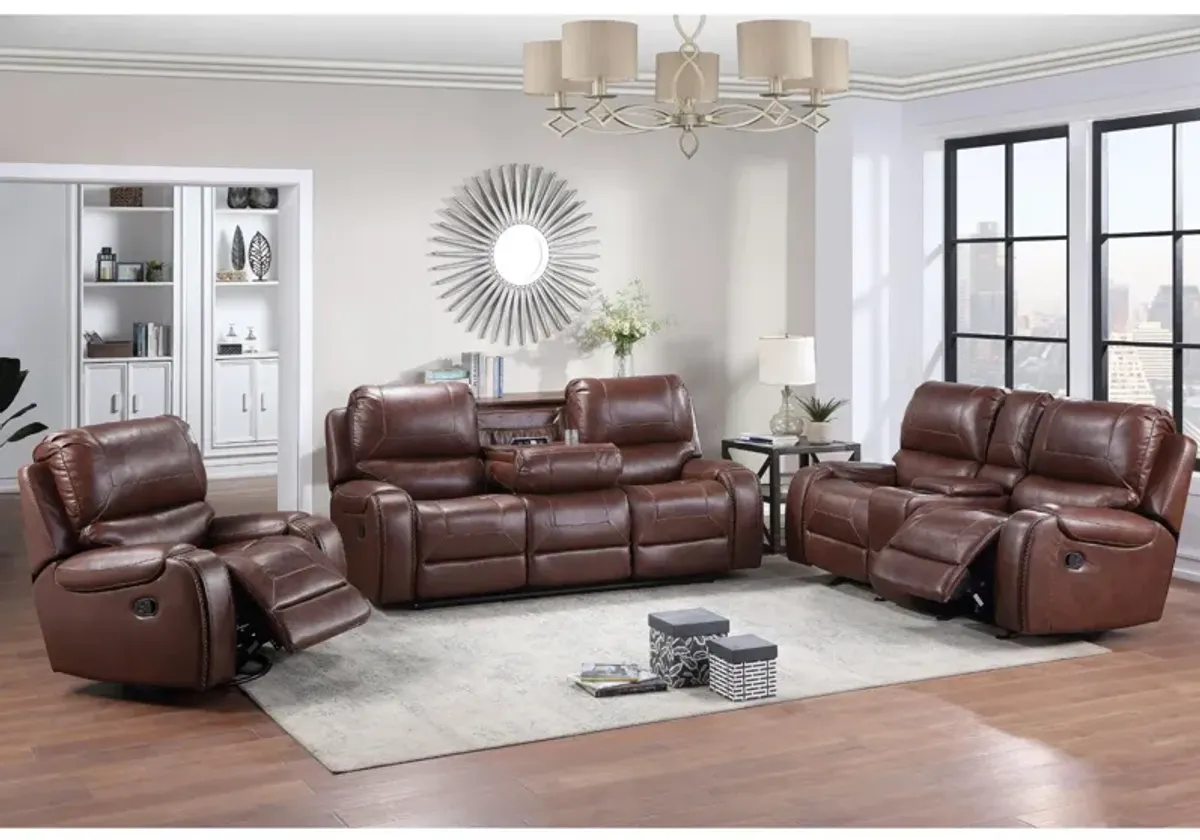 KEILY BROWN RECLINING SOFA WITH DROP DOWN TABLE