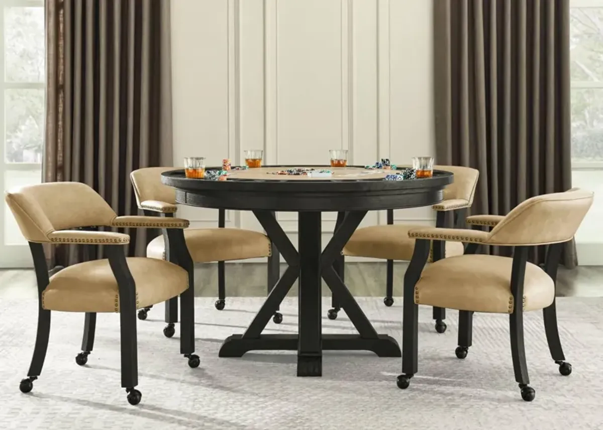 RYLIE BLACK 6PC DINING SET W/GAMIN TOP