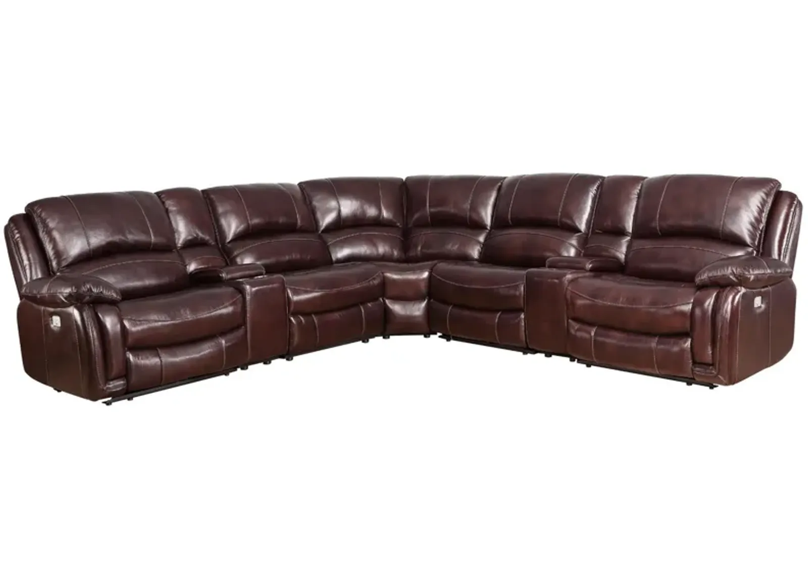 DENVERS 7 PIECE BROWN LEATHER SECTIONAL