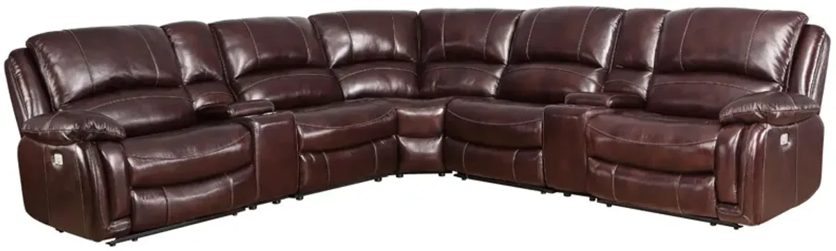 DENVERS 7 PIECE BROWN LEATHER SECTIONAL