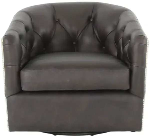 AMOS BLACK LEATHER SWIVEL CHAIR