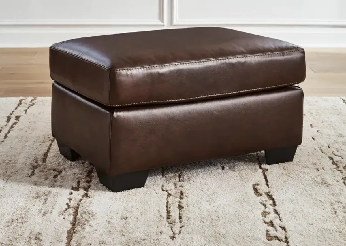 SANTORINE DARK BROWN LEATHER OTTOMAN