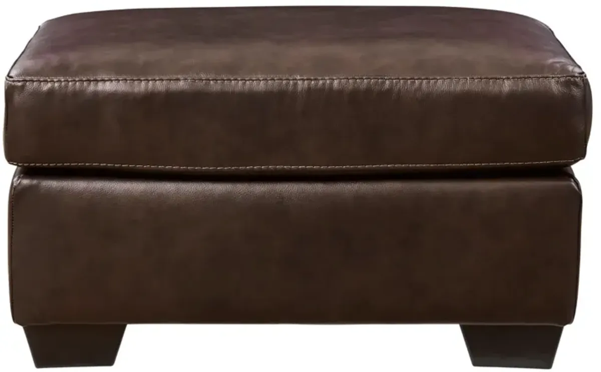 SANTORINE DARK BROWN LEATHER OTTOMAN