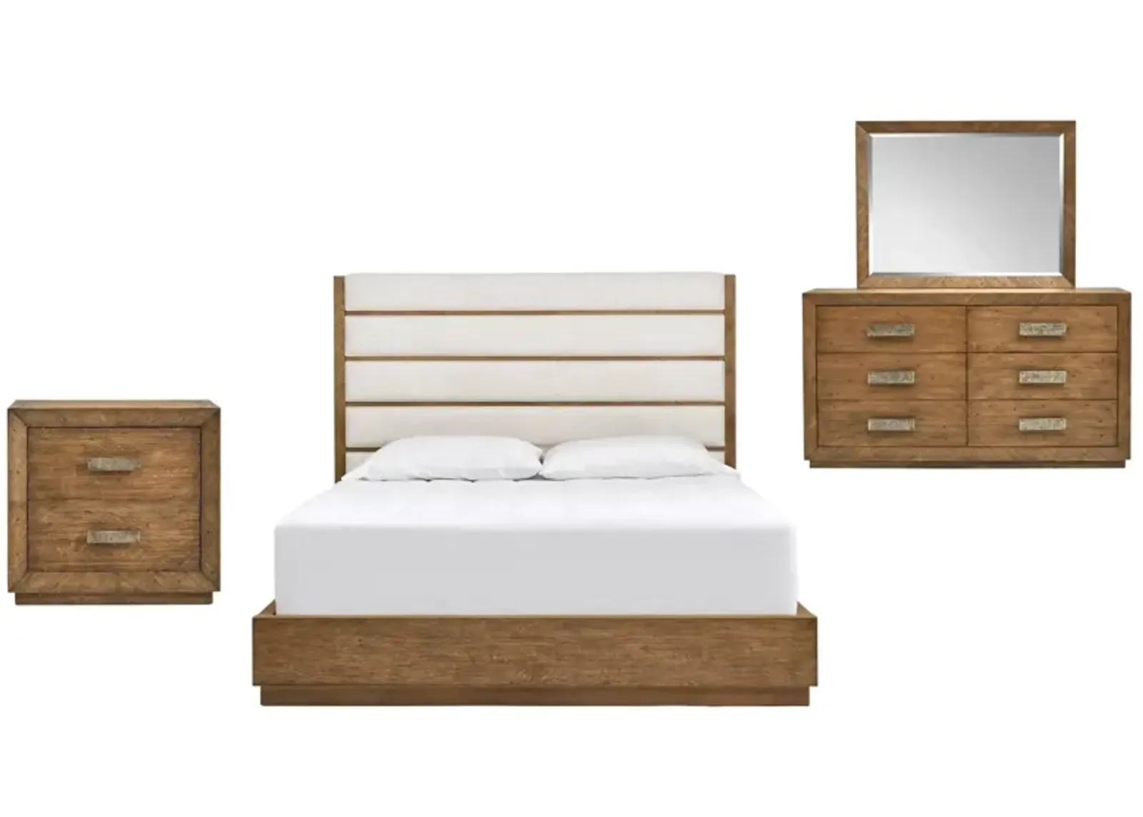 AMHERST LIGHT OAK KING UPHOLSTERED BEDROOM