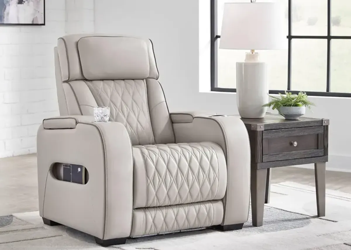 BOYINGTON GRAY P3 POWER RECLINER WITH MASSAGE, HEAT, AND LED LIGHTING