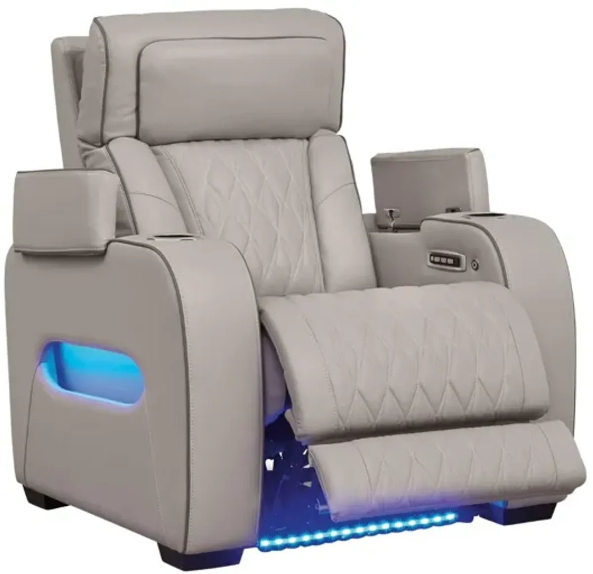 BOYINGTON GRAY P3 POWER RECLINER WITH MASSAGE, HEAT, AND LED LIGHTING